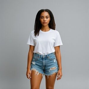 Women’s Levi's 501 Light Blue Wash Distressed Denim Cutoff Jean Shorts size 30